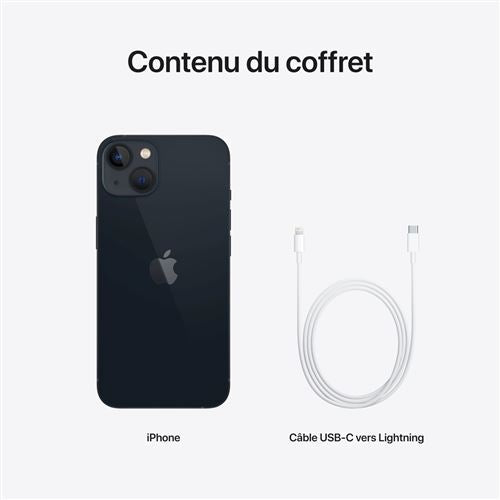 Apple iPhone 13 - 6,1" 5G - 128 Go - Double SIM - Noir Minuit