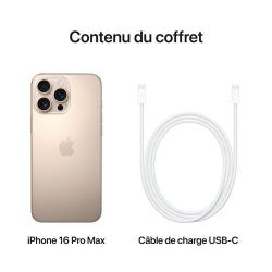 Apple iPhone 16 Pro Max - 6,9" 5G - 512 Go - Double SIM - Titane Sable 2024